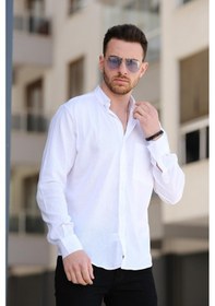 Resim Tugan Comfort Tek Cep Kırınkıl Keten Erkek Gömlek 001 