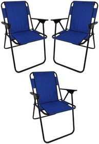 Resim Bofigo 60X80 Çam Desenli Katlanır Masa + 3 Adet Katlanır Sandalye Kamp Seti Bahçe Takımı Mavi 