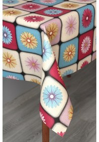 Resim Elyaf Silinebilir Pvc Muşamba Masa Örtüsü 1249-kareçiçekler Pembe 