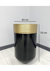 Resim Elegant Dekoratif Eskitme Darbuka Parlak Siyah Saksı 70cm 