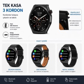 Resim haino teko germany Haino Teko-30 Akıllı Saat Siyah Kasa 1 Kasa 3 Değiştirilebilir Kordon AMOLED Ekran Bluetooth Arama 