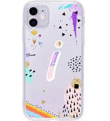 Resim mooodcase Iphone 11 Uyumlu Color Art Desenli I Harfli Şeffaf Kılıf 