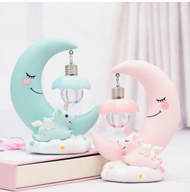 Resim keyfim shop Dekoratif Ay Dede Ve Minik Unicorn Temalı Masa Lambası Ve Biblo 