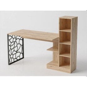 Resim Bessonshome Wood'N Love Elektra Kitaplıklı Metal Ayaklı Çalışma Masası - Atla 