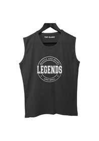 Resim Top Glory Legend Circle Baskılı Kolsuz Sporcu T-shirt Tank Top Sporcu Fitness Atlet Siyah 