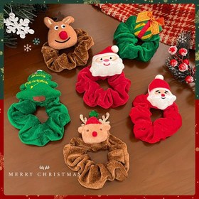 Resim 3'lü Bayramlık Noel Saç Tokaları - Kar Adamı, Geyik & Noel Baba Tasarımları "Mutlu Noeller" Motifiyle - Yumuşak Kumaş Elastik Saç Bağları Tatil Süslemeleri, Noel Süslemeleri için 