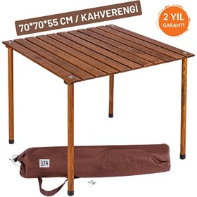 Resim Bag The Joy 70x70x55 CM Ahşap Katlanır Rulo Kahverengi Kamp ve Piknik Masası 