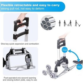 Resim Pro Seri 6 Tekerli 80kg Kapasiteli Merdiven Çıkabilen Katlanır Taşıma Arabası Koli Yük Paket Aracı 