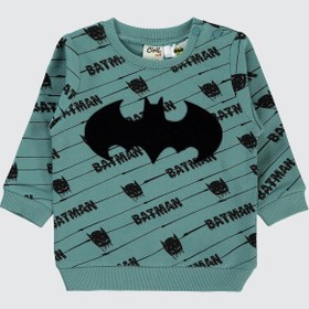 Resim Batman Erkek Bebek Sweatshirt 6-18 Ay - Yeşil - Pastel Yeşil / 12-18 Ay 