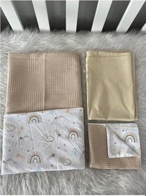 Resim Jaju Baby Waffle Pike Kumaş Ve Dağ Desenli Kombinli 60x120 Nevresim Takımı 