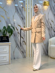 Resim AYNAZ KEMER DETAYLI 4 DÜĞMELİ BLAZER CEKET 140060 - Bej / 36 