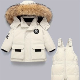 Resim Kışlık Erkek & Kız Çocuk Kalınlaştırılmış Kayak Seti, Yapay Tüylü Yaka ve Fermuarlı Çocuk Dış Mekan Montu, 1- 