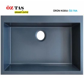 Resim Öztaş ÖZ-78a Granit Mutfak Eviye Antrasit Tek Gözlü 50 x 78 CM 