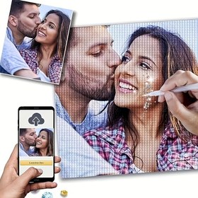 Resim Kişiselleştirilmiş Elmas Boyama Seti, Yetişkinler İçin Kişiselleştirilmiş Fotoğraflı Elmas Sanatı, Ev Dekorasyonu için DIY 5D Elmas Tablo Hediyesi, Kendinizdeki Fotoğrafınızı Özelleştirin, Tam Yuvarlak Taşlar, Çoklu Boyutlar 