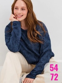 Resim Kadın Oversize Uzun Kollu Büyük Beden Sweatshirt 452260573 Mavi 