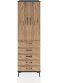 Resim Hyperion Dolap 3 Raflı 5 Çekmeceli 2 Kapaklı 60x44x195 Antras... Antrasit 