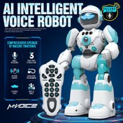 Resim Mesiondy Çocuklar için Sesli Robot Oyuncak - Programlanabilir Uzaktan Kumandalı Robot, 3 Düğmeli Kumanda, Ses Kaydı, Dans ve Jest Kontrolü, USB Şarj Edilebilir STEM Oyuncağı Erkekler & Kızlar İçin (Beyaz/Mavi/Sarı) | Etkileşimli Çocuk Oyuncak | Ses Tanıma Özellikli 