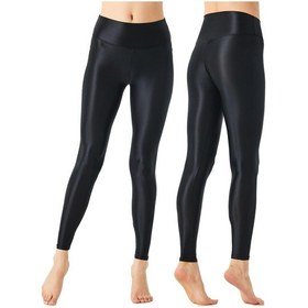 Resim Siyah Bayan Tayt Düz Renk Parlak Esnek Atletik Pantolon Yoga Egzersiz Egzersiz Dans Tayt Pantolon Siyah 