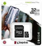 Resim Kingston Canvas Select Plus SDCS2/32GB 32 GB MicroSDHC Class 10 UHS-I Hafıza Kartı + Adaptör 