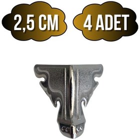 Resim Kelebek Düz 2.5cm Metal Ayak Çeyiz Ve Hediye Kutusu Mobilya Ayağı 2.5cm Gümüş 4 Adet Gümüş 