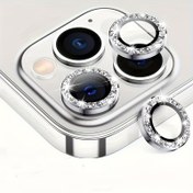 Resim Gümüş Parıldayan Taşlı Koruyucu Film, for iPhone 15/14/13/12/11 Promax/Plus Arka Kamera Lensi Çember Kamera Filmi için Uygun 