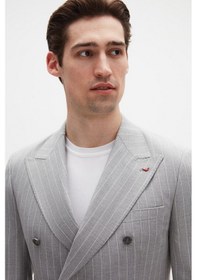 Resim D's Damat Regular Fit Gri Çizgili Kruvaze Takim Elbise 4hf05ort01588 Gri 