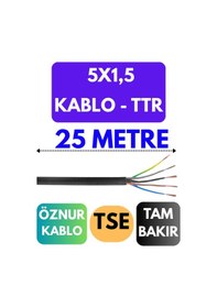 Resim Öznur 5x1,5 Ttr Kablo Metre Seçenekli Siyah - 25 Metre 