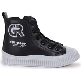 Resim Kiko Kids Wasp Fermuarlı Günlük Erkek Çocuk Bot Ayakkabı Siyah - Gümüş Siyah - Gümüş 