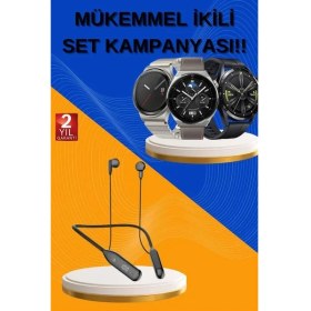 Resim Rivera Tech Rvrtch Alarm ve Titreşim Özellikli Akıllı Saat ve Mikrofonlu Kablolu Bluetooth Kulaklık 60 Saat 