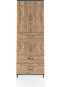 Resim Arges Dolap 4 Raflı 3 Çekmeceli 4 Kapaklı 88x30x243 Antrasit-çam Antrasit 