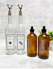 Resim Geyik Mantar Tıpalı Şeffaf Şişe 750ml Yağlık 2li 500ml Amber Sabu 