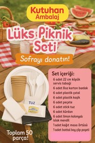 Resim Kutuhan Ambalaj Altı Kişilik Lüks Büyük Ebatlı Kullan At Piknik Ve Parti Seti 