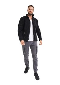 Resim Genius Store Tam Fermuarlı 3 Cepli Outdoor Erkek Polar Ceket Tactical Flecee Siyah 