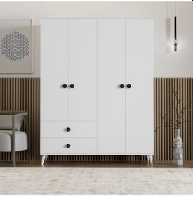 Resim Opal 4 Kapaklı 2 Çekmeceli Gardırop 