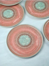 Resim 6'lı Desenli Seramik Pasta Tabağı Tatlı Sunum Tabak 21 Cm-pinko 