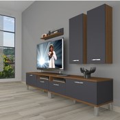 Resim Decoraktiv Eko 5220d Mdf Krom Ayaklı Tv Ünitesi Tv Sehpası - Ceviz - Antrasit 