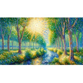 Resim Venspor Güneşli Renkli Orman Manzaralı Arkaplan 200 x 150 cm Fon Duvar Örtüsü 