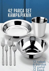 Resim Transformacion 42 Parça Tabak Kase Bardak Çatal Kaşık Seti Kamp Piknik Seti 721970 