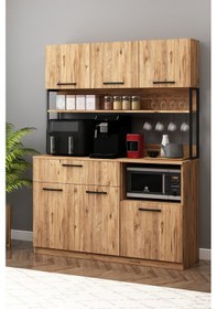 Resim Ervin Kahve Köşesi 3 Kapaklı Airfry Kiler Dolabı Çok Amaçlı Erzak Dolabı Atlantik Çam Atlantik Çam 