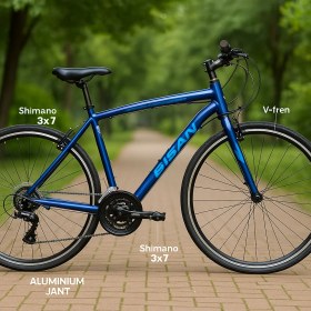 Resim Bisan Guida 700C Trekking Bisikleti 46 cm Kadro – Lacivert / Mavi (3x7 Shimano Vites) 28 Jant 