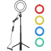 Resim Neevoyu 6 İnç Tek Renk Sıcaklığı Led Yüzük Işığı Seti - 5600k Beyaz Işık, 11 Seviye Parlaklık, Masa Üstü Tripod Ve 4 Renk Filtre Dahil 