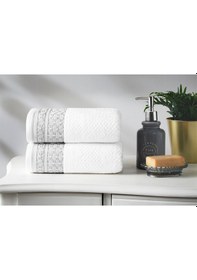 Resim Özdilek Strap El Ve Yüz Havlusu 50x90 Cm Beyaz - Gri 