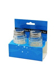 Resim Glass Salt 2li Kabartmalı Metal Kapaklı Yuvarlak Cam Tuzluk - Baharatlık 5468 Çok Renkli 
