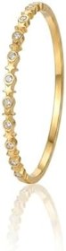 Resim Paslanmaz Çelik Gold Kadın Bilezik, Yıldız Zirkon Taşlı, 18cm Uzunluk, 6cm Çap, Yüksek Kalite 