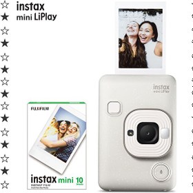 Resim Instax mini LiPlay Hybrid Misty White Fotoğraf Makinesi 10'lu Film 
