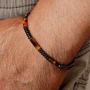 Resim Vintage Esintili Erkek Kaplan Gözü & Hematit Esnek Bileklik - Moda Takı, Günlük Kıyafet & Özel Günler İçin Mükemmel 