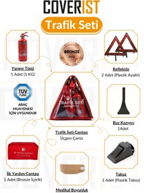Resim HASSAN Üçgen Trafik ve İlk Yardım Seti - Muayene Uyumlu 1 KG Araç Yangın Tüpü - 2 Adet Reflektör - Bronze P 