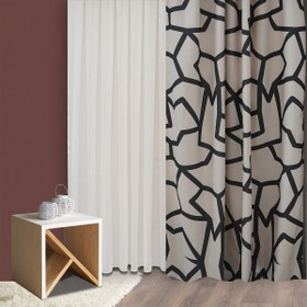 Resim AYShome Gri Geometrik Fon Perde 140 x 270 cm 