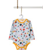 Resim molica baby Bebek Mavi Meyve Desenli Organik Pamuklu Uzun Kollu Çıtçıtlı Body 