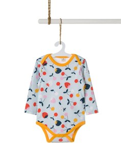 Resim molica baby Bebek Mavi Meyve Desenli Organik Pamuklu Uzun Kollu Çıtçıtlı Body 
